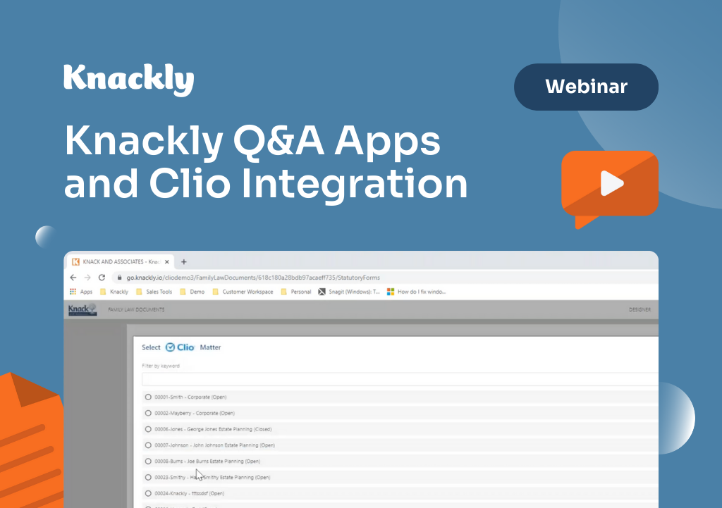 Knackly q&a apps and clio integration