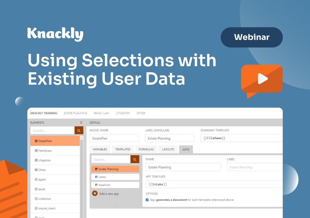 Using selections with existing user data